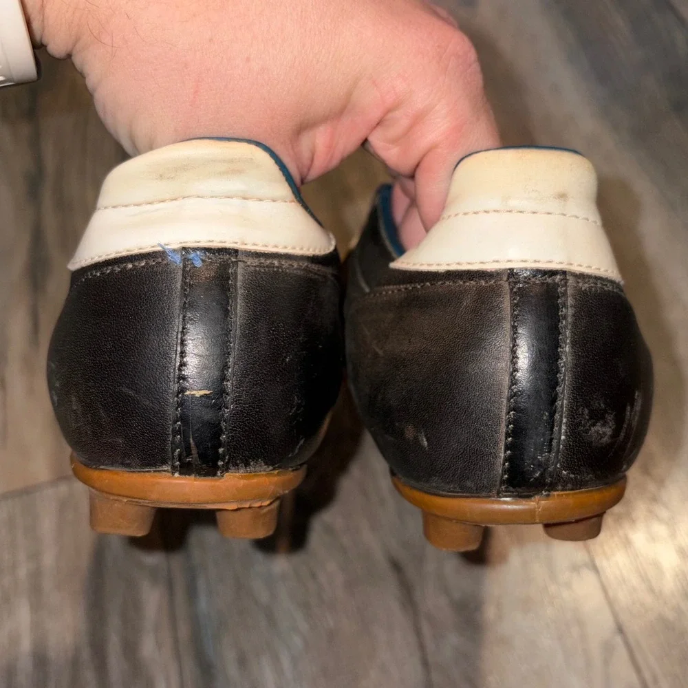 Vintage 70s Adidas Superlight Soccer Cleats Black Leather West Germany 5 Rare